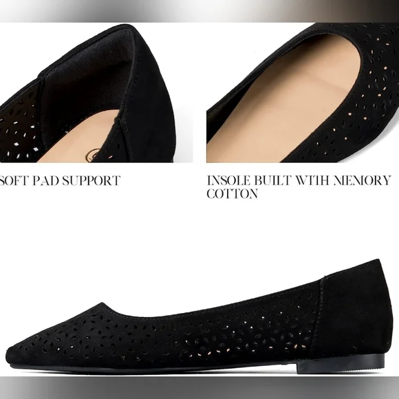 Women's Pointed Toe Ballet Flats Casual Soft Slip On Classic Shoes Black size 7 - Picture 6 of 12